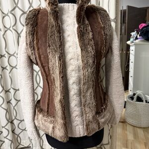 Live a Little Brown and Cream Leather Vest